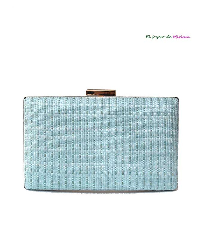 Bolso clutch azul y oro