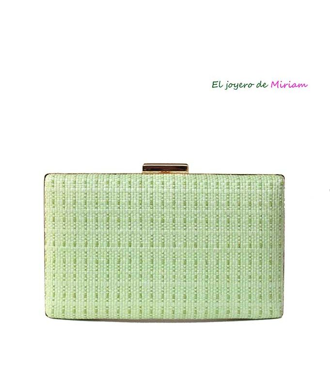Bolso clutch verde y oro
