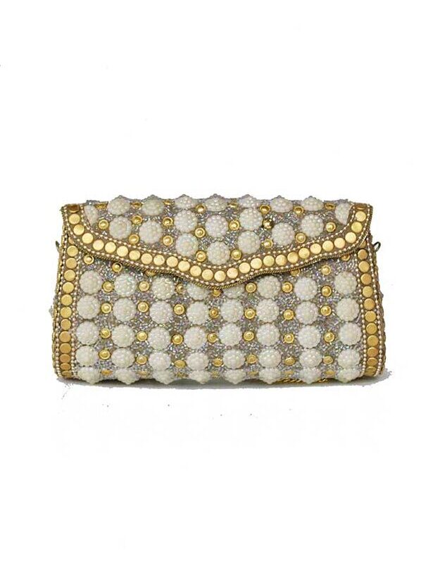 Clutch cofre perlas y lentejuelas