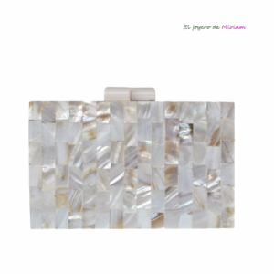 Clutch blanco madera y nácar