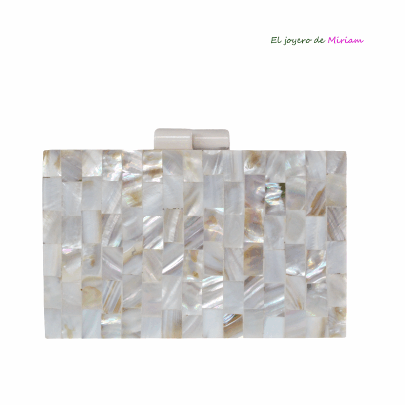 Clutch blanco madera y nácar