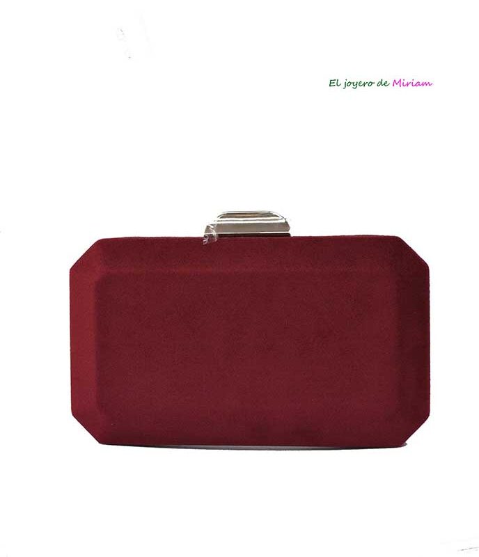 Bolso clutch granate y plata