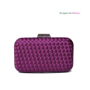 Bolso clutch berenjena y plata