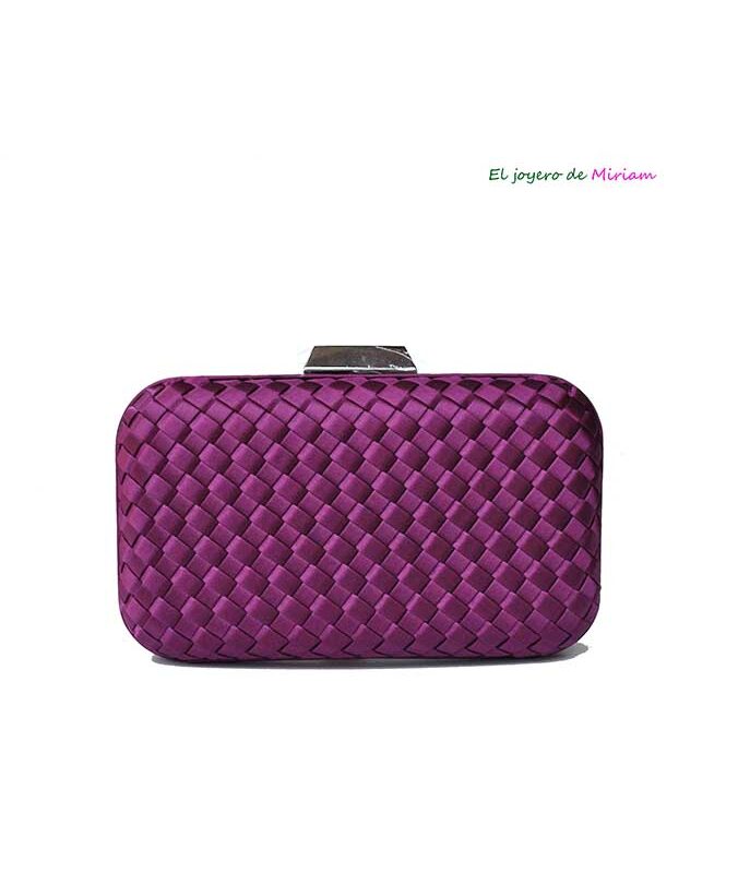 Bolso clutch berenjena y plata