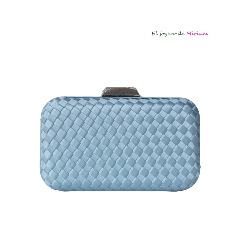 Clutch trenzado azul y plata