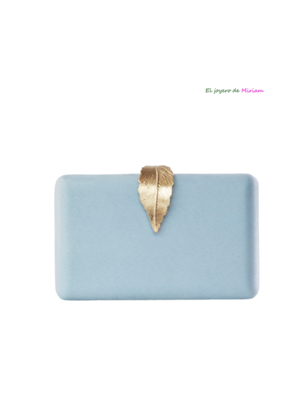 Bolso clutch azul cielo hoja