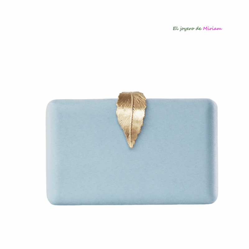 Bolso clutch azul cielo hoja