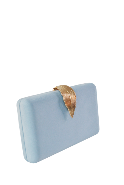 Bolso clutch azul cielo hoja - Imagen 2