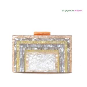 Bolso clutch combi nácar