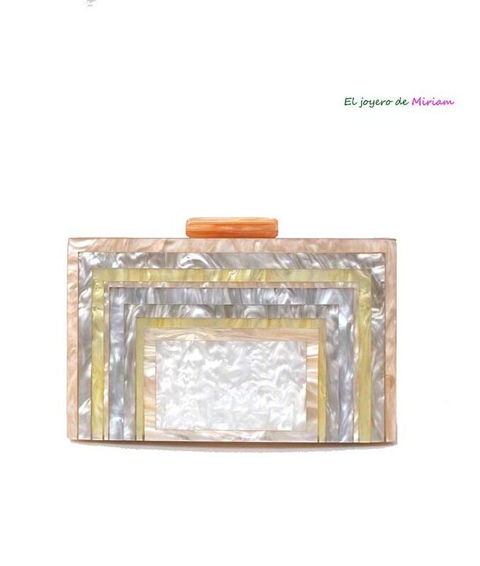 Bolso clutch combi nácar