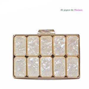 Clutch nácar blanca y oro