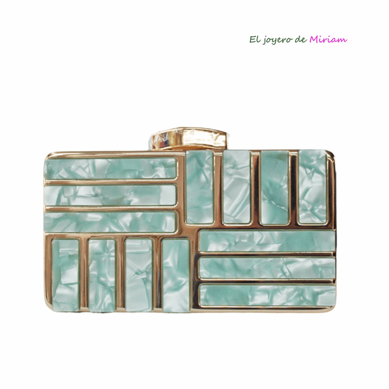 Bolso clutch nácar aguamarina
