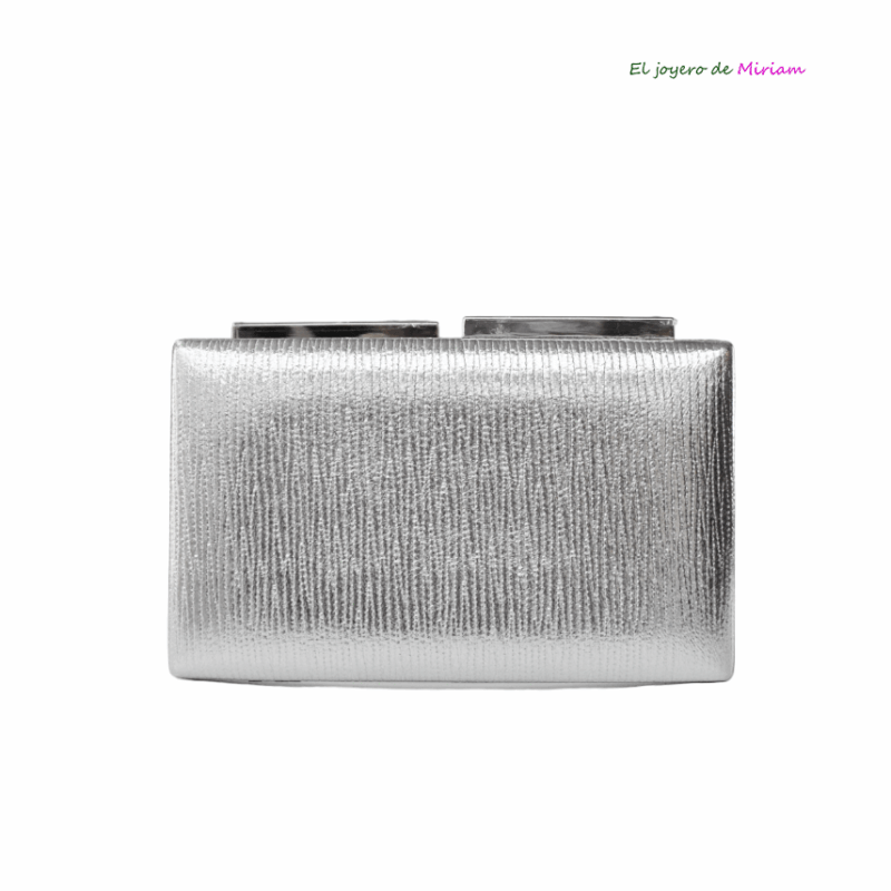 Clutch plateado doble cierre