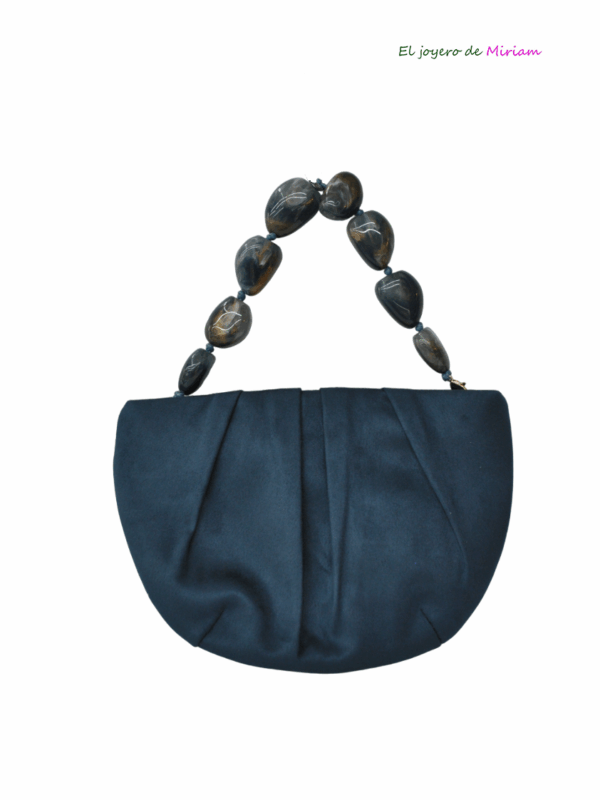 Clutch azul petróleo asa piedras