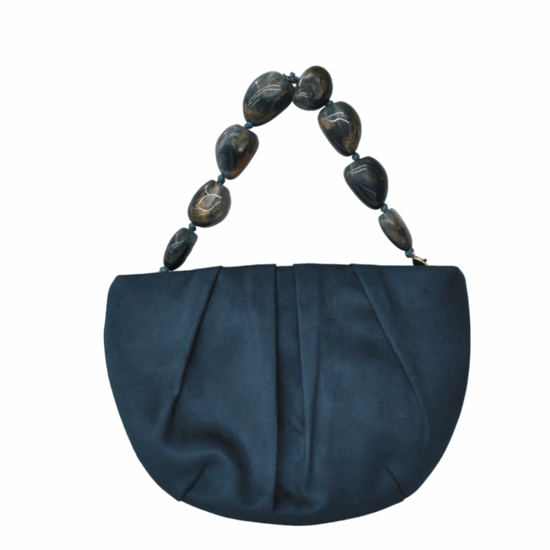 Clutch azul petróleo asa piedras