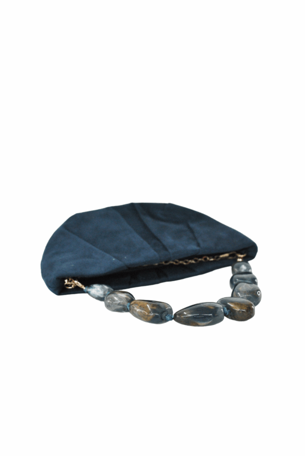 Clutch azul petróleo asa piedras - Imagen 2