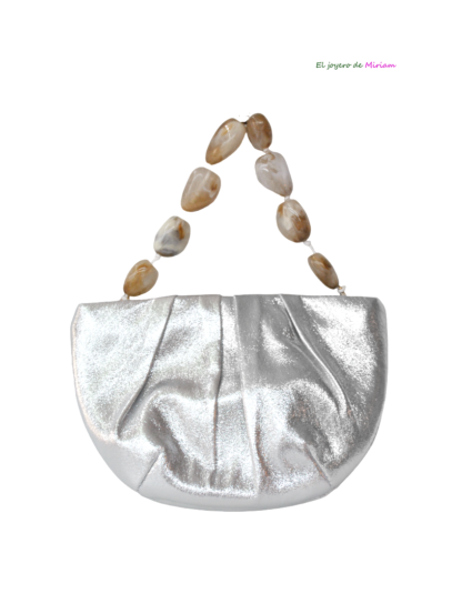 Clutch plateado asa piedras