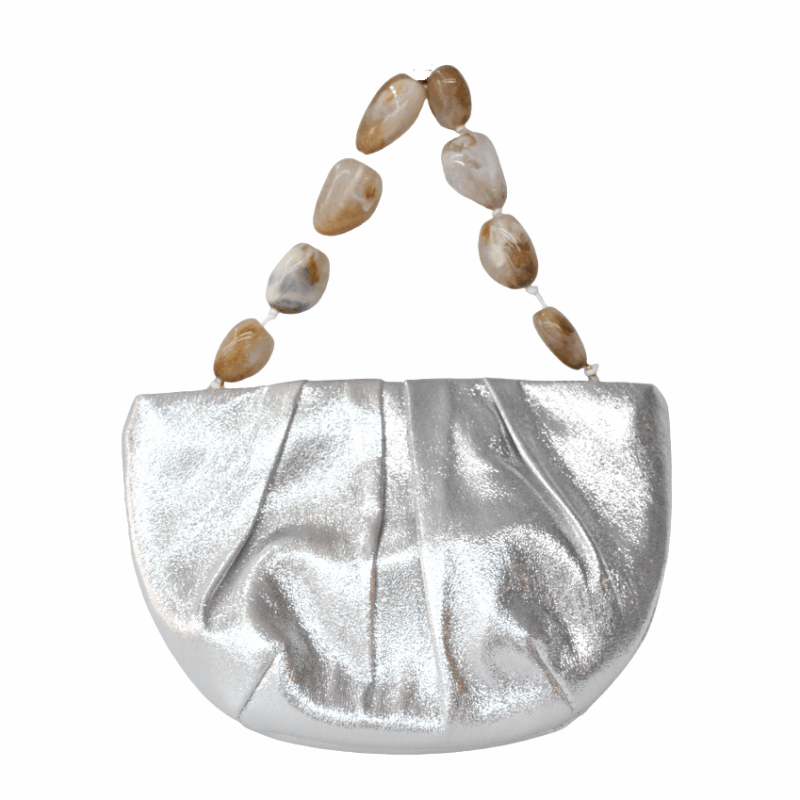 Clutch plateado asa piedras