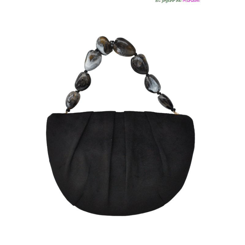 Clutch negro asa piedras