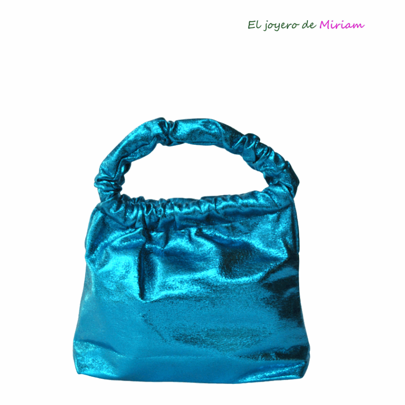 Clutch azul metalizado asa