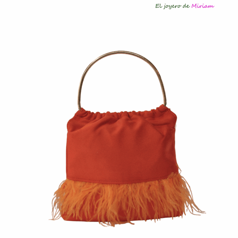 Clutch naranja asa y plumas