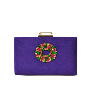 Clutch morado broche joya