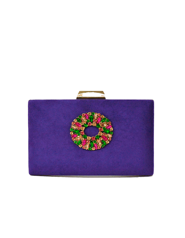 Clutch morado broche joya
