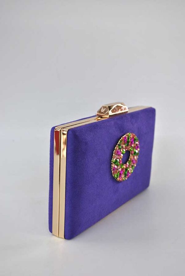 Clutch morado broche joya - Imagen 2