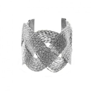Brazalete plateado trenza