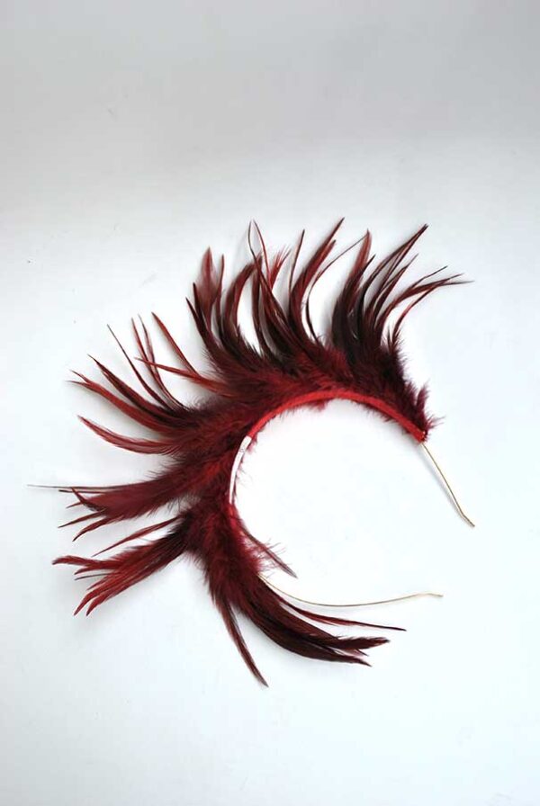 Diadema granate plumas - Imagen 2