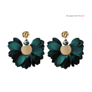 Pendientes verde botella pétalos