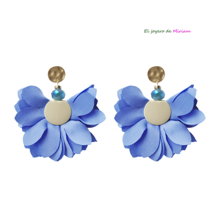 Pendientes azules pétalos