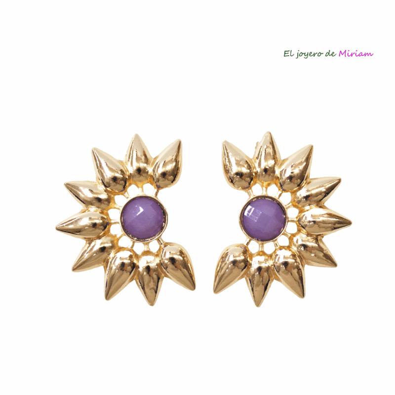 Pendientes morados y oro