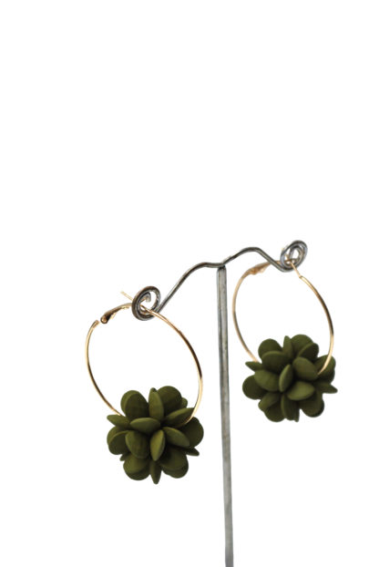 Aros cuentas verde kaki - Imagen 2