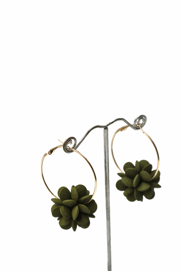 Aros cuentas verde kaki - Imagen 2