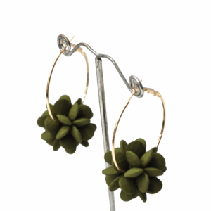 Aros cuentas verde kaki