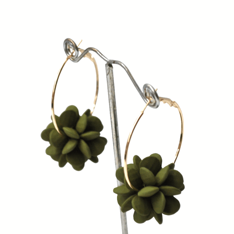 Aros cuentas verde kaki