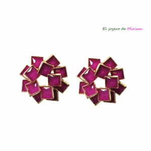 Pendientes fucsias y dorados
