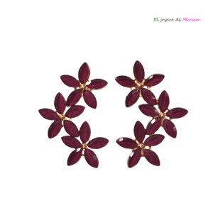 Pendientes burdeos florecitas