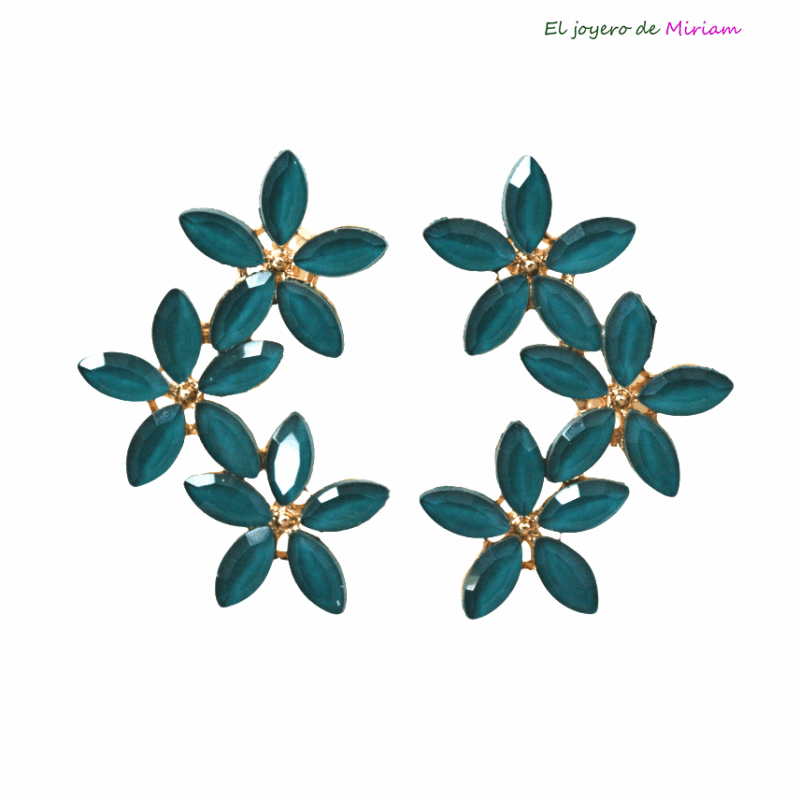 Pendientes petróleo florecitas