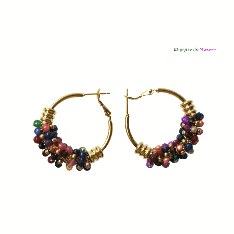 Aros acero cuentas colores