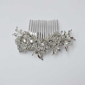 Peineta plateada metal y cristal