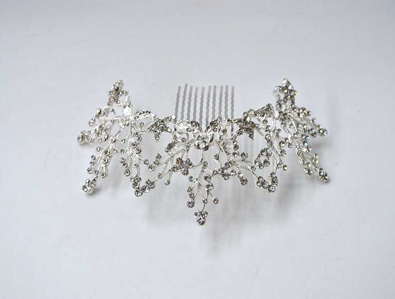 Gran peineta plateada cristales