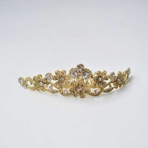 Corona dorada cristales blancos