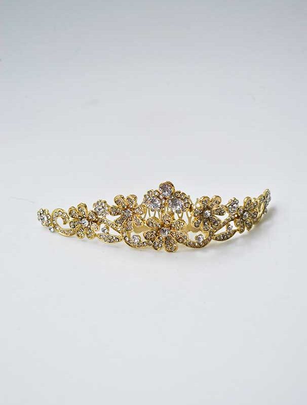 Corona dorada cristales blancos