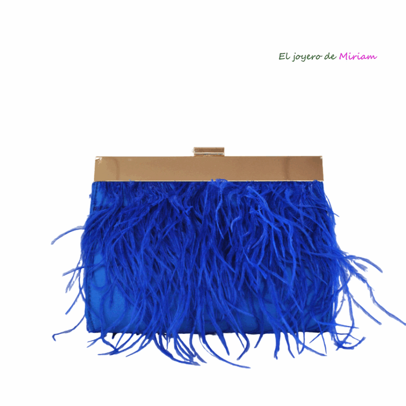 Clutch azul klein plumas