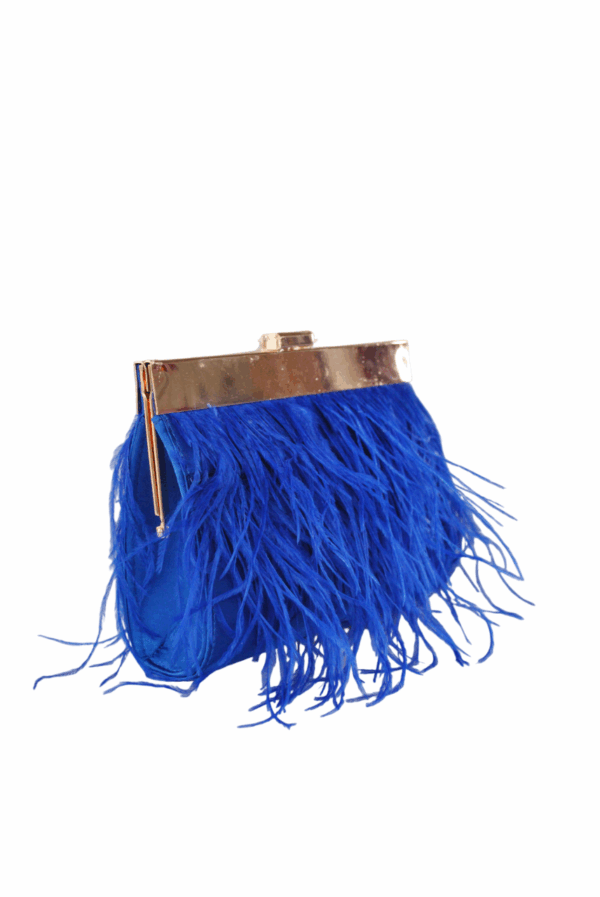 Clutch azul klein plumas - Imagen 2
