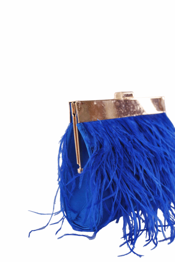 Clutch azul klein plumas - Imagen 3