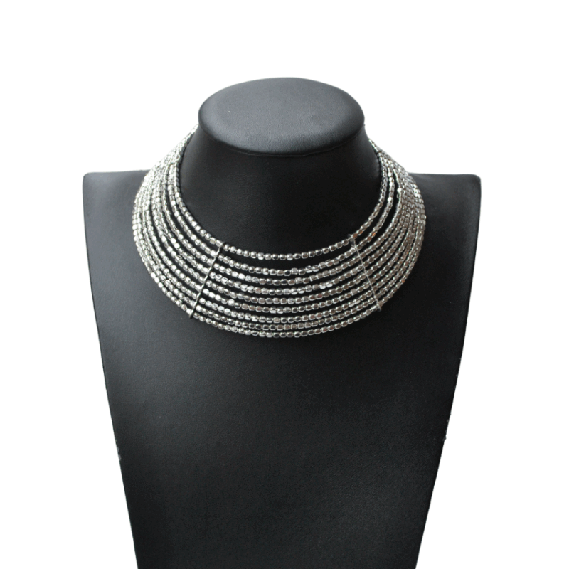 Choker plateada cuentas