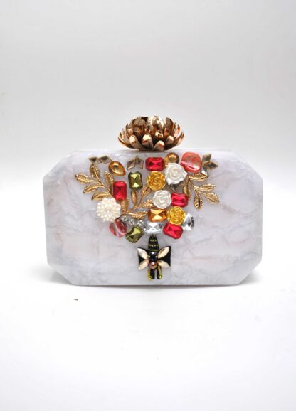 Bolso joya blanco nácar